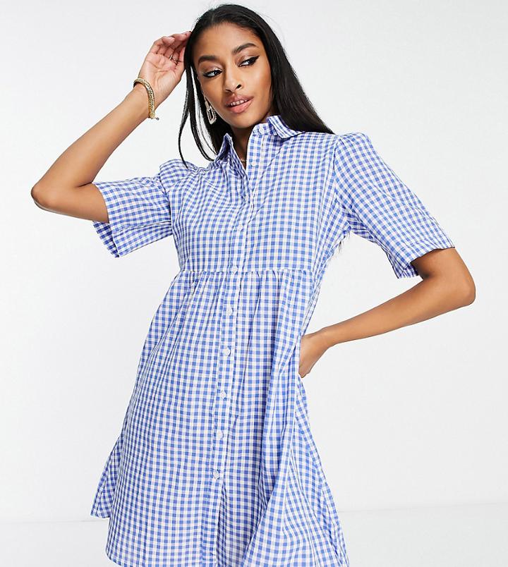 Influence Tall Shirt Dress In Blue Gingham