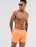 Asos Design Swim Short In Orange In Short Length - Blue