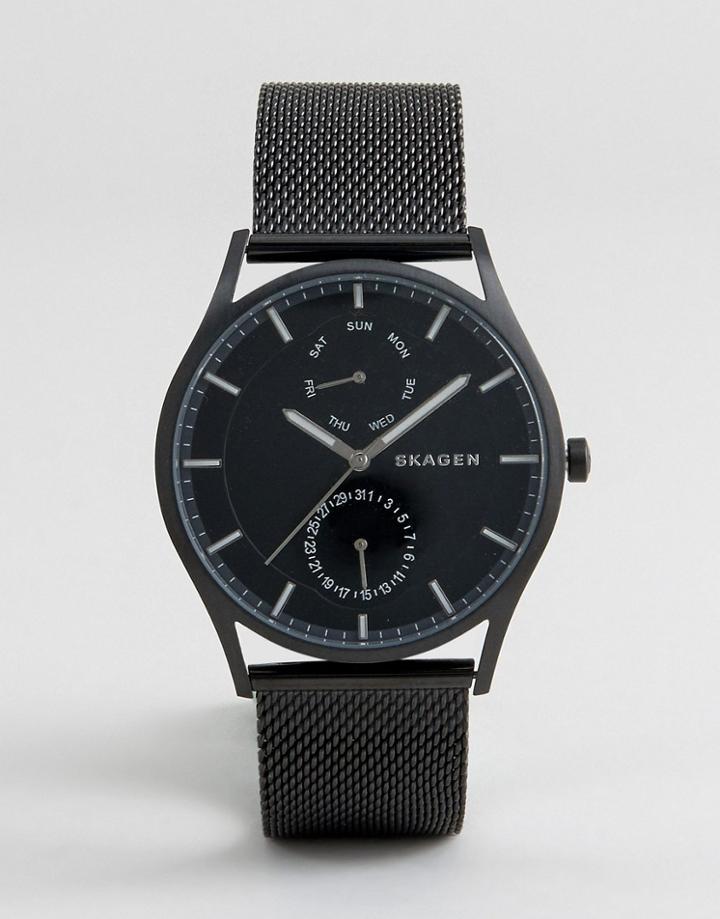 Skagen Skw6318 Holst Chronograph Mesh Watch In Black 40mm - Black