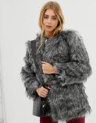 Raga Kora Faux Fur Coat - Gray
