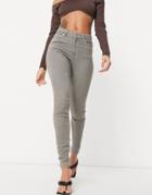 Asos Design Ridley High Rise Skinny Jeans In Gray-grey