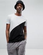 Asos Diagonal Cut And Sew T-shirt - Black