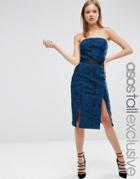 Asos Tall Exclusive Bandeau Midi Dress With Contrast Lining - Multi