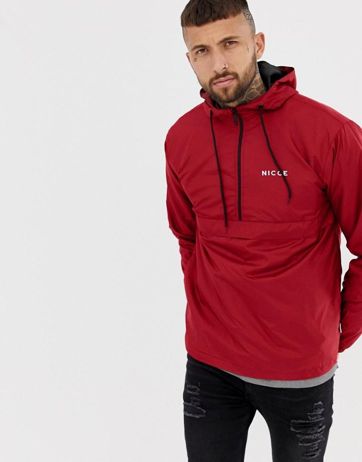 Nicce Overhead Jacket In Red With Hood