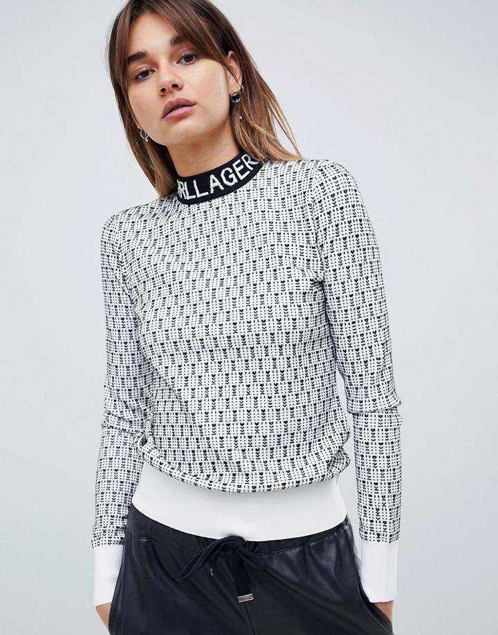 Karl Lagerfeld Logo Patterned Sweater - White
