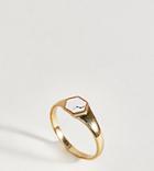 Asos Design Gold Plated Sterling Silver Faux Marble Stone Sovereign Ring - Gold