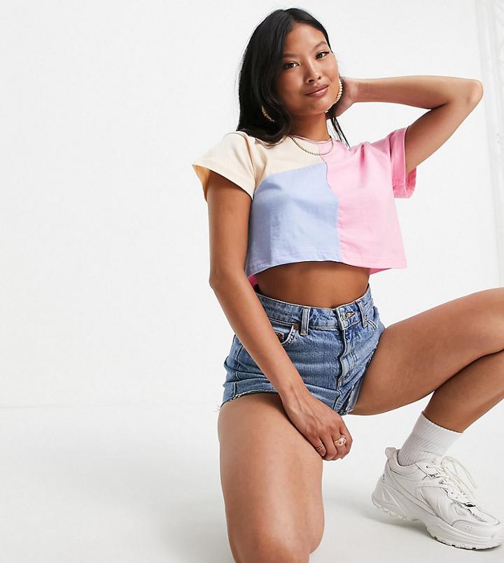 Missguided Petite Color Block Coordinating T-shirt In Multi