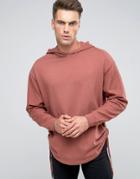 Asos Oversized Longline Hoodie With Ruched Hem - Red