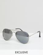 Reclaimed Vintage Inspired Aviator Sunglasses In Silver Exclusive To Asos - Silver