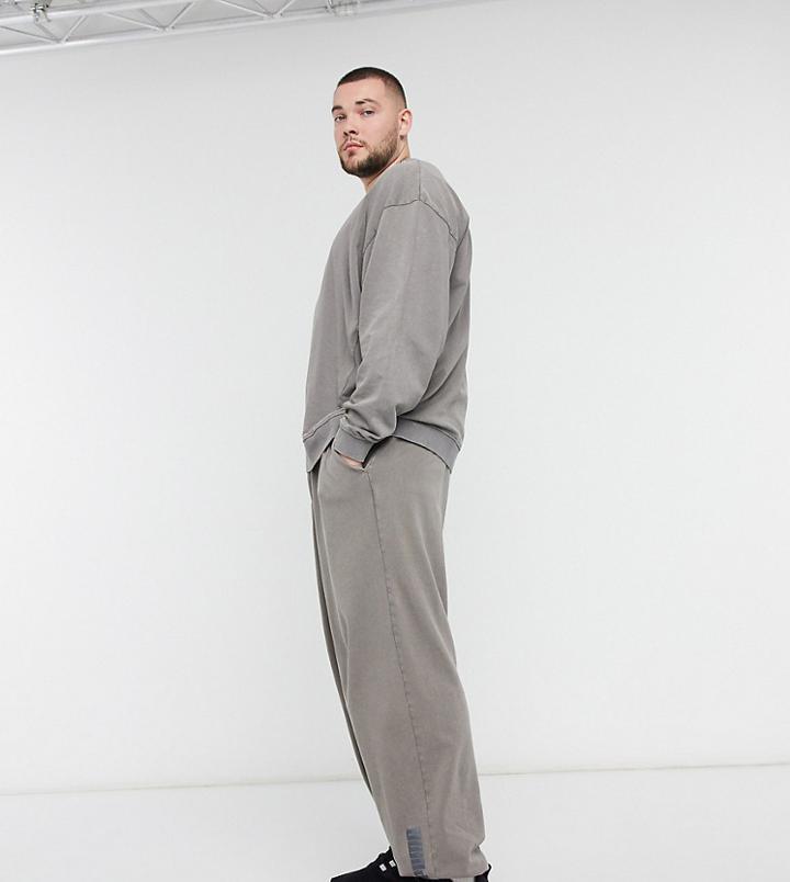 Puma Plus Oversized Sweatpants In Washed Gray-grey