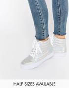 Asos Duke Lace Up High Top Trainers - Silver