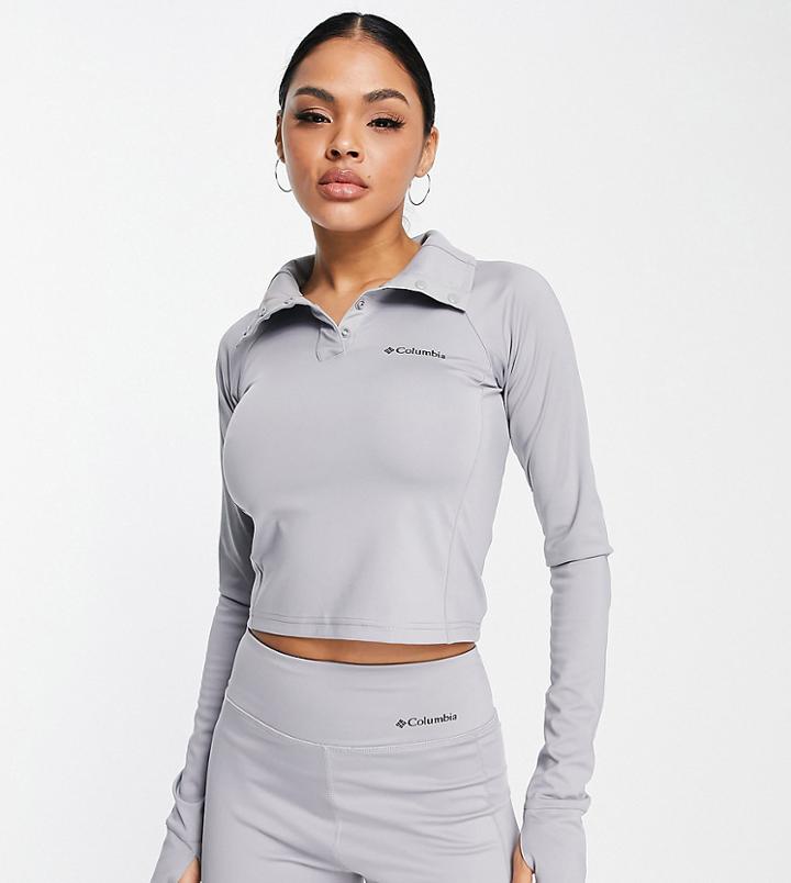 Columbia Training Csc Sculpt Cropped Long Sleeve Top In Gray Exclusive At Asos