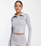 Columbia Training Csc Sculpt Cropped Long Sleeve Top In Gray Exclusive At Asos