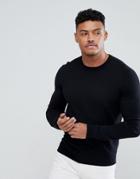 Armani Exchange Cotton Cashmere Crew Neck Sweater In Black - Black