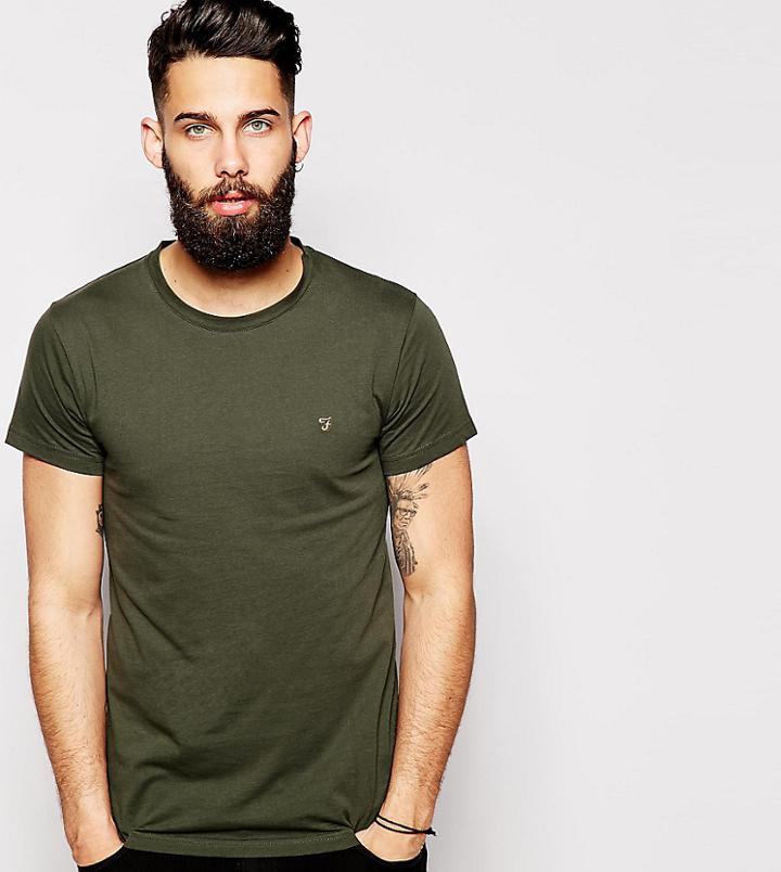 Farah T-shirt With F Logo In Slim Fit Exclusive - Green