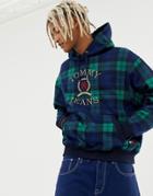 Tommy Jeans 6.0 Limited Capsule Hoodie With Large Crest Logo In Plaid - Navy