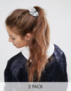 Asos Basics Pack Of 2 Jersey Hair Scrunchies - Multi