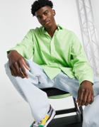 Asos Design Extreme Oversized Stripe Shirt In Lime Green