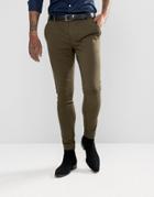 Devils Advocate Super Skinny Plain Suit Pants - Green