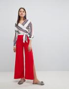 New Look Rib Side Split Pants - Red