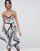 Oasis Scarf Print Asymmetric Dress - Multi