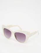 Asos Highbrow 60s Cat Eye Sunglasses In Pearl Acetate - White