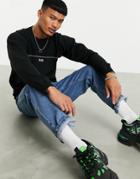 Boss Athleisure Ramone Contrast Logo Knitted Sweater In Black