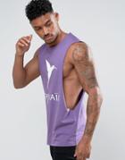 Asos Ushuaia Ibiza Sleeveless T-shirt With Extreme Dropped Armhole - Purple