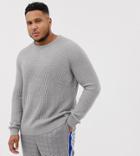 Jack & Jones Originals Plus Size Knitted Sweater With Ribbed Detail - Gray