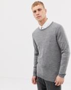 Selected Homme 100% Merino Knitted Sweater - Gray