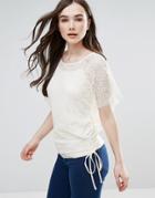 Pussycat London Tuni Top With Tie Sides - Cream