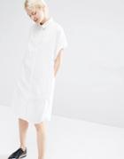 Monki Oversized Sleeveless Shirt Dress - White