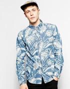 Son Of Wild Shirt In Printed Denim - Blue