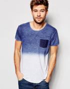 Esprit Dip Dye T-shirt With Raw Edge - Navy