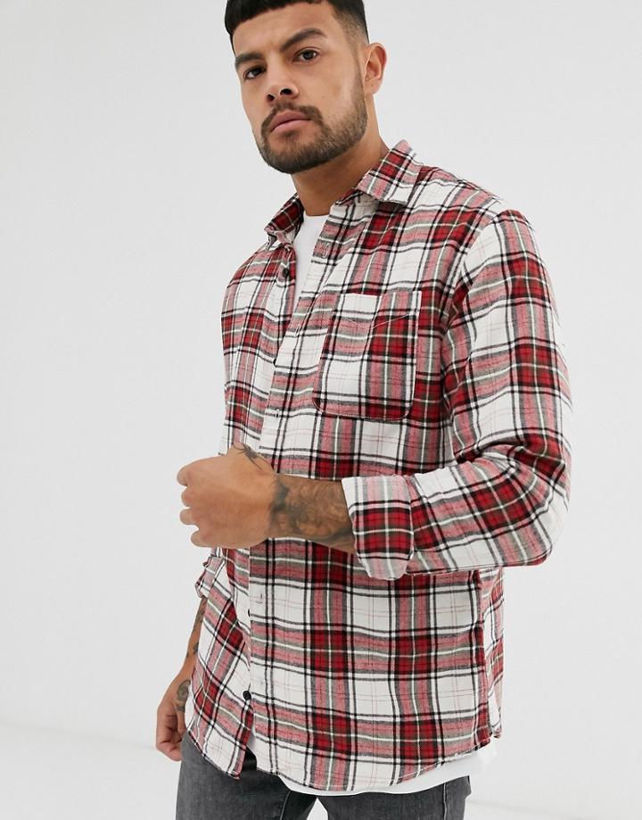 Jack & Jones Flannel Check Shirt In Red