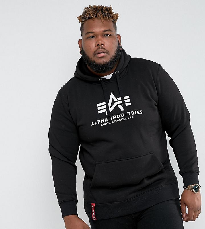 Alpha Industries Plus Logo Hoodie Sweatshirt In Black - Black