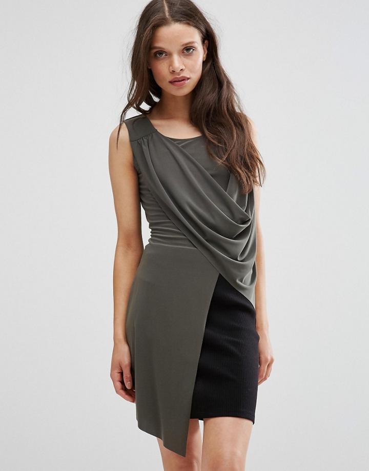 Love Drape Asymmetric Top - Khaki