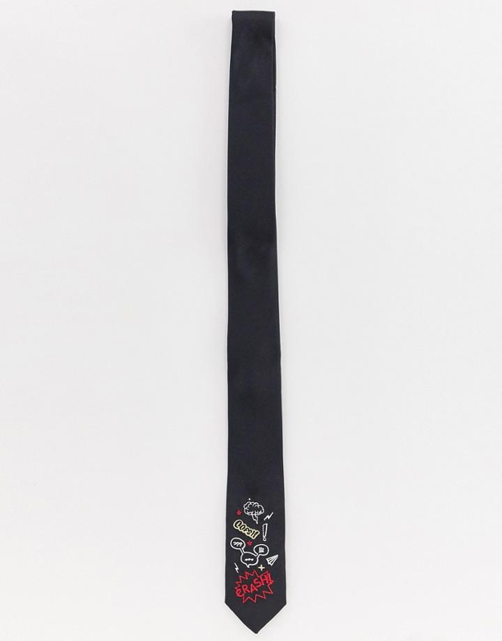 Devils Advocate Comic Crash Embroidered Tie - Multi