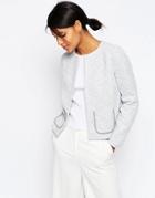 Asos Textured Jersey Blazer With Pockets - Silver