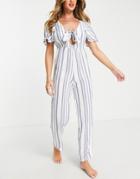 Accessorize Jumpsuit In Blue Stripe-multi