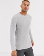 Bershka Crew Neck Knitted Sweater In Gray - Gray