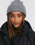 Pieces Knitted Beanie With Embellishment In Gray-grey