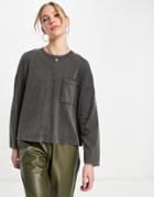 Whistles Relaxed Washed Pocket Detail Jersey Top In Gray