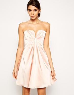 Asos Twist Plunge Bandeau Dress - Nude