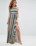 Asos Striped Strappy Bow Back Maxi Dress - Multi