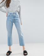 Asos Florence Authentic Straight Leg Jeans In Cambridge Light Mid Wash - Blue