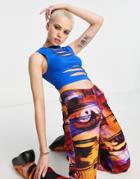 Jaded London Cropped Tank Top With Front Slash Cut Outs In Blue-black
