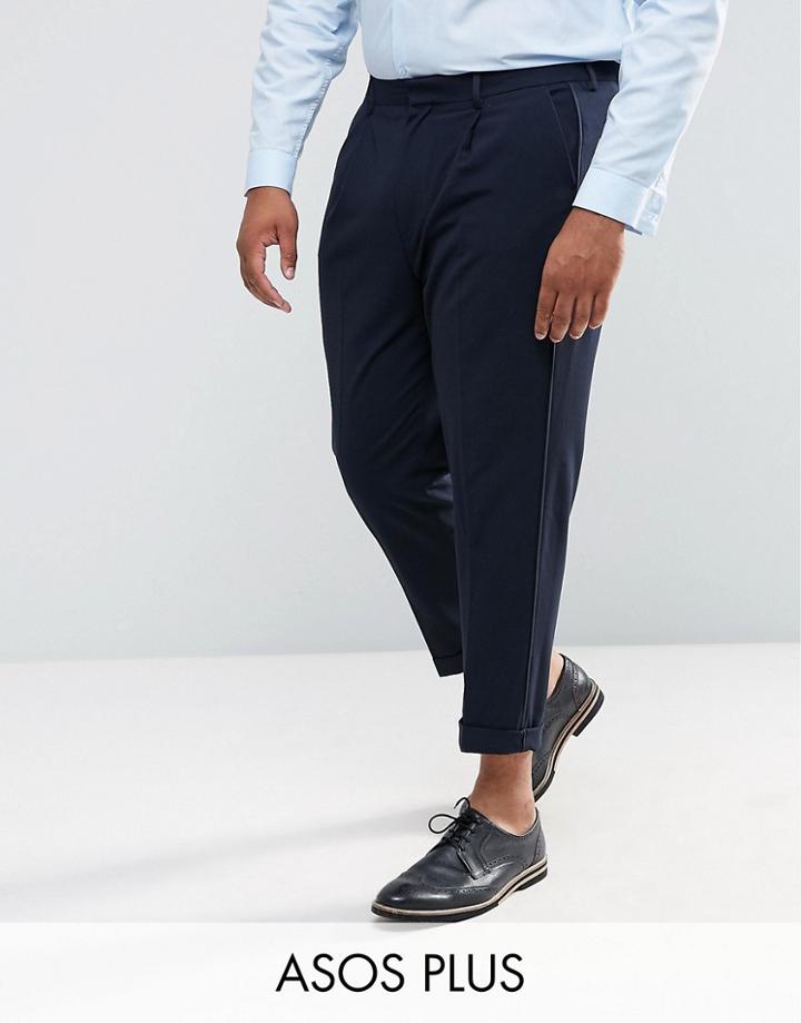 Asos Plus Skinny Tapered Suit Pants In Navy - Navy