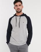French Connection Raglan Contrast Hoodie Long Sleeve Top-grey