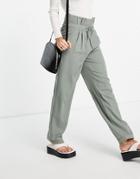 Y.a.s Slouchy Tailored Pants With Paperbag Waist In Green
